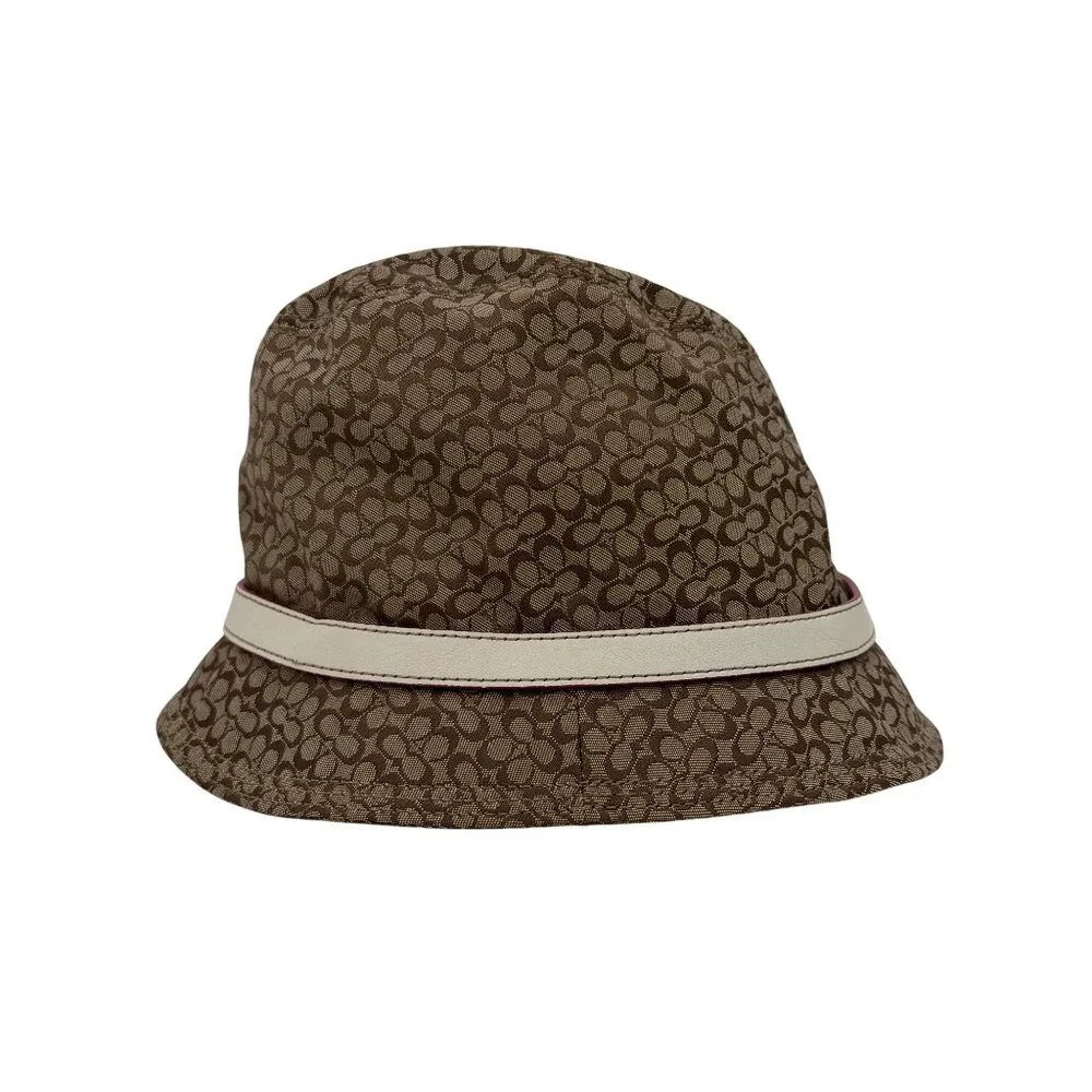 Vtg Y2K Coach Signature Brown Bucket Hat | Preppy Grunge Coastal Grandmother P/S - Picture 10 of 15